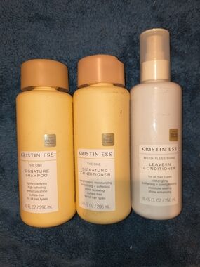 Kristin Ess Care Trio – Yellow Shampoo & Conditioner with Cream Leave-In